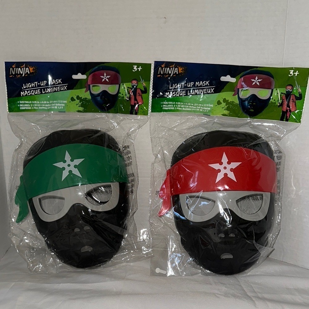 Ninja Light-Up Mask 2 Pack Red and Green Headband Costume Accessory Set 313856